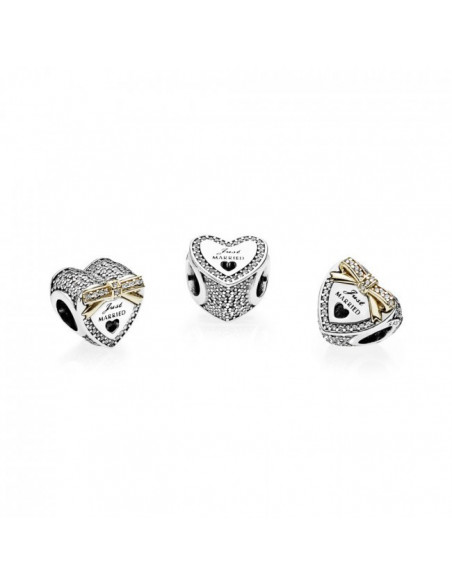 Charm en plata de ley y oro Corazón de Boda