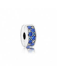 Clip en plata de ley Elegancia Brillante Mosaico Azul