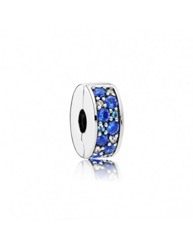 Clip en plata de ley Elegancia Brillante Mosaico Azul