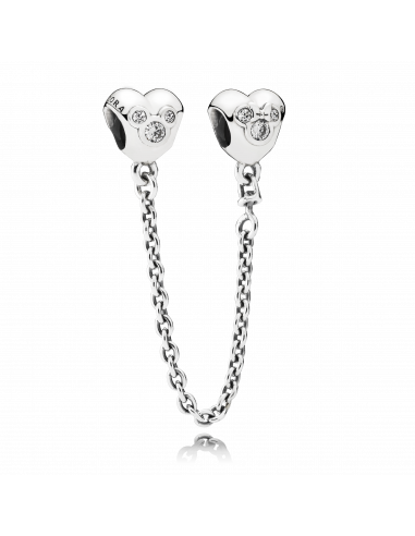 Cadena de seguridad en plata de ley Corazones de Mickey