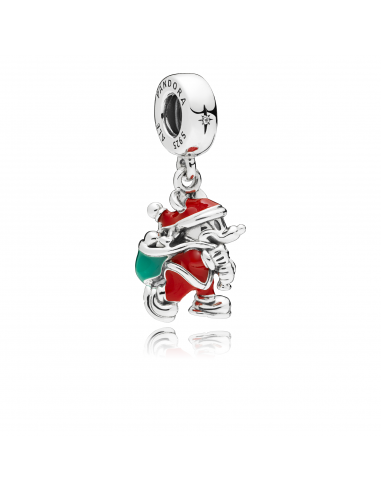 Charm en plata de ley Santa Mickey y Bolsa de Regalos