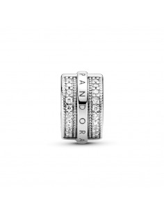 Clip en plata de ley Logo con Líneas Brillantes en Pav... 2