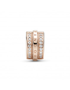 Clip en Pandora Rose Logo con Líneas Brillantes en Pav... 2