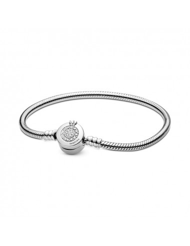 Pulsera Moments en plata de ley Corona Brillante con cadena de serpiente Pandora