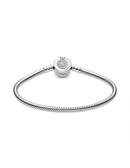 Pulsera Moments en plata de ley Corona Brillante con cadena de serpiente Pandora