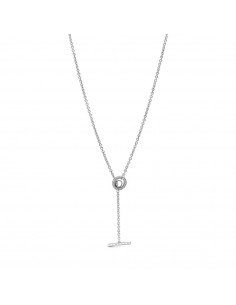 Collar en T en plata de ley Logo y Corazón en Pavé Pandora