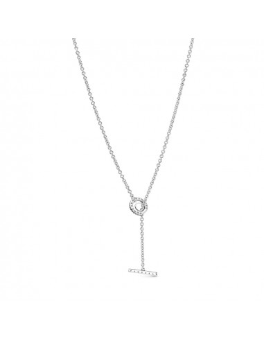 Collar en T en plata de ley Logo y Corazón en...