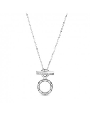 Collar en T en plata de ley Doble Aro Pandora