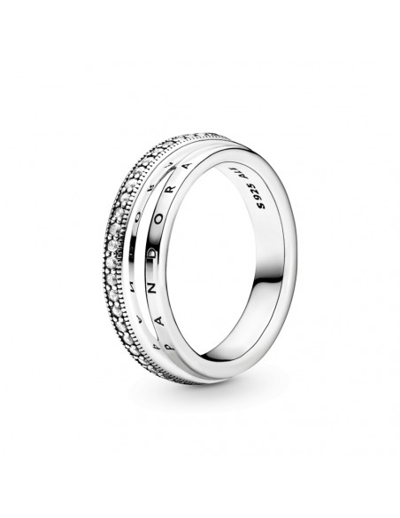 Anillo en plata de ley Triple Banda en Pavé Pandora