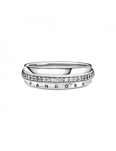 Anillo en plata de ley Triple Banda en Pavé...