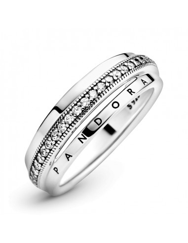 Anillo en plata de ley Triple Banda en Pavé...