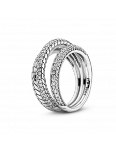 Anillo en plata de ley Tres Bandas Cadena de Serpiente en...