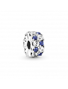 Clip en plata de ley Brillos Azules y Transparentes Pandora