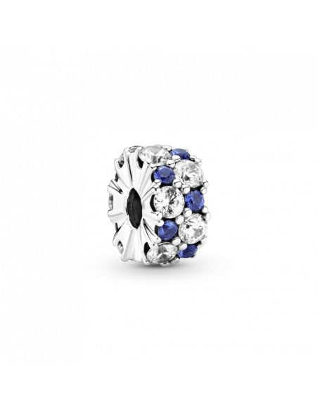 Clip en plata de ley Brillos Azules y Transparentes Pandora