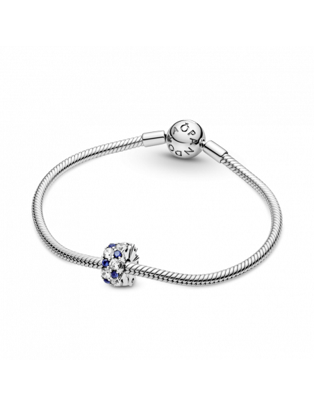 Clip en plata de ley Brillos Azules y Transparentes Pandora