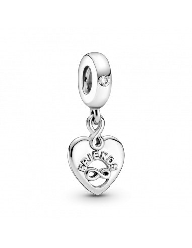 Charm Colgante en plata de ley Corazón Amigos para Siempre