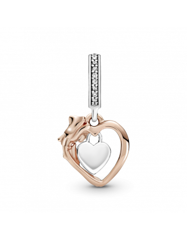 Charm Colgante en Pandora Rose Corazón y Flor Rosa