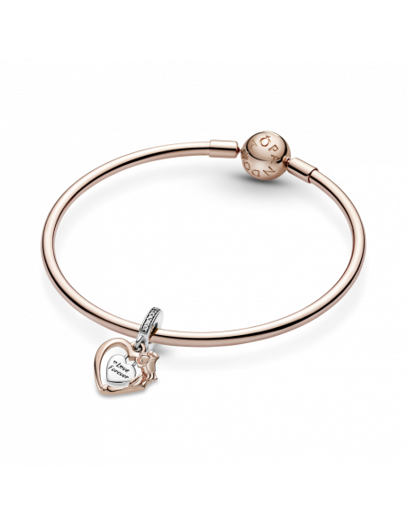 Charm Colgante en Pandora Rose Corazón y Flor Rosa