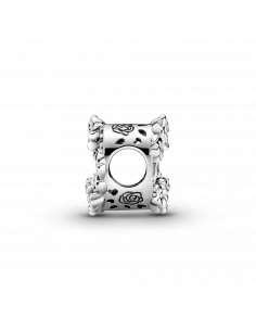 Charm en plata de ley Corazón Abierto y Flores Rosas 2