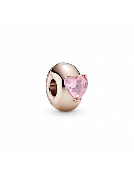 Clip en Pandora Rose Corazón Solitario Rosa