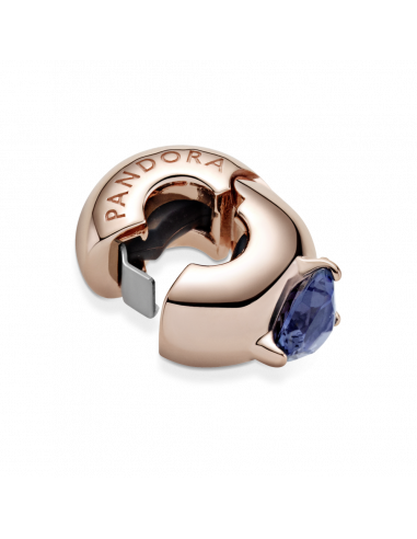 Clip en Pandora Rose Corazón Solitario Azul