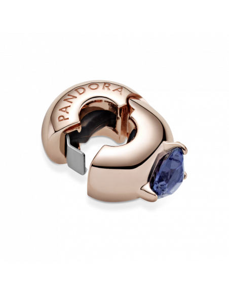 Clip en Pandora Rose Corazón Solitario Azul