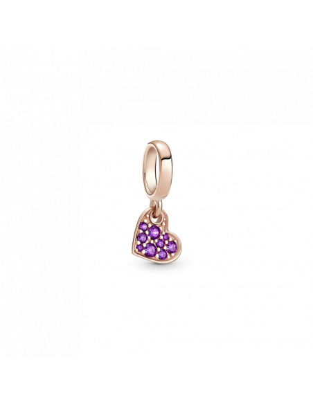 Charm Colgante en Pandora Rose Corazón Morado en Pavé