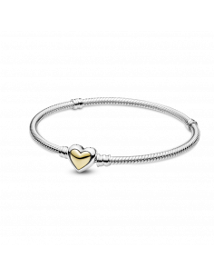 Pulsera Cadena de Serpiente Corazón Cúpula Dorada