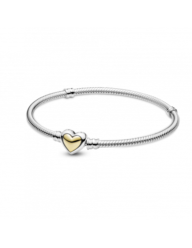 Pulsera Cadena de Serpiente Corazón Cúpula Dorada