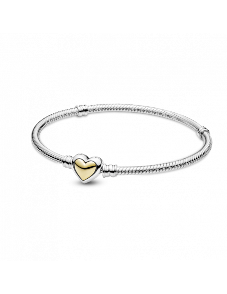 Pulsera Cadena de Serpiente Corazón Cúpula Dorada