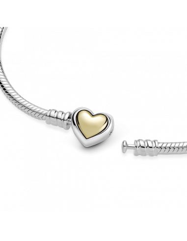 Pulsera Cadena de Serpiente Corazón Cúpula Dorada