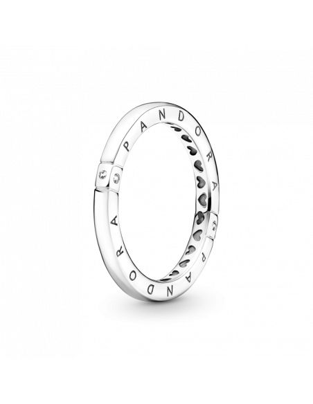 Anillo en plata de ley Logotipo & Corazones