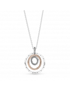 Collar en plata de ley y Pandora Rose Colgante Círculos...