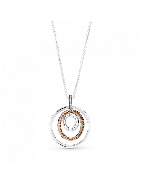 Collar en plata de ley y Pandora Rose Colgante Círculos en Dos Tonos