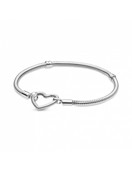Pulsera Pandora Moments en plata de ley Cadena de Serpiente Cierre Corazón