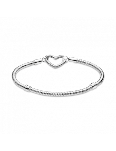 Pulsera Pandora Moments en plata de ley Cadena de Serpiente Cierre Corazón