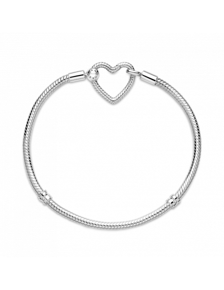 Pulsera Pandora Moments en plata de ley Cadena de Serpiente Cierre Corazón