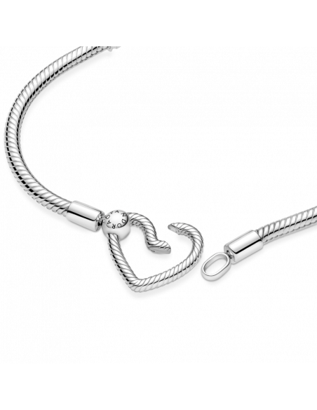 Pulsera Pandora Moments en plata de ley Cadena de Serpiente Cierre Corazón