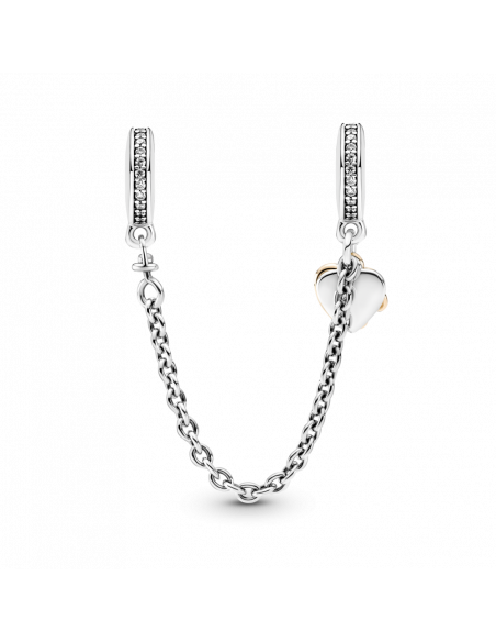 Cadena de Seguridad en plata de ley y Pandora Rose Corazón Famiiliar