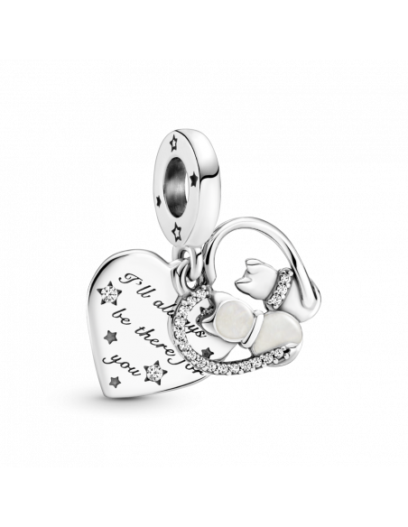 Charm Colgante en plata de ley Gatos & Corazones