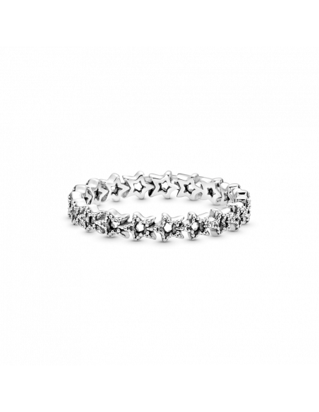 Anillo en plata de ley Banda de Estrellas Asimétricas