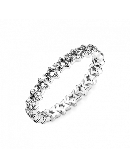 Anillo en plata de ley Banda de Estrellas Asimétricas