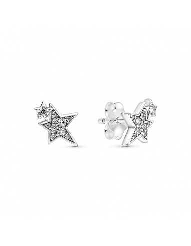 Pendientes de botón en plata de ley Estrellas Asimétricas Brillantes