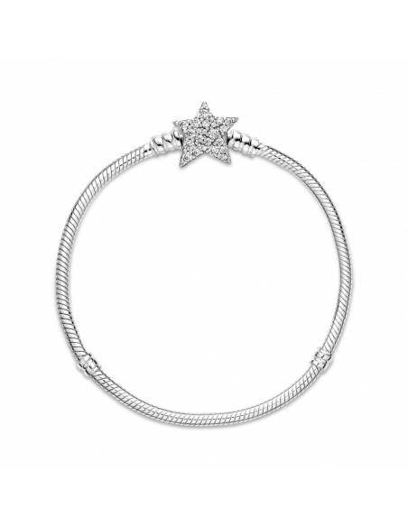 Pulsera Pandora Moments Cadena de Serpiente en plata de ley Cierre Estrella Asimétrica