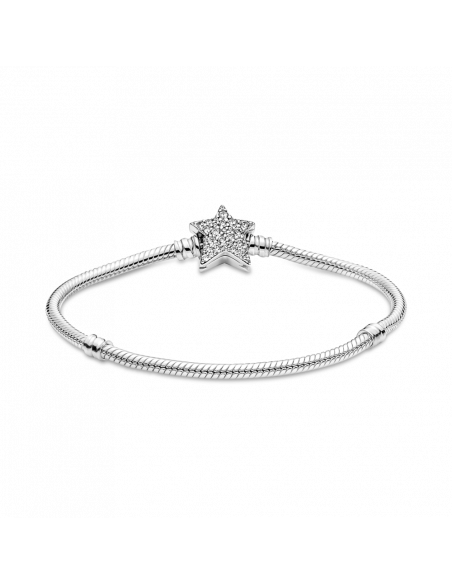 Pulsera Pandora Moments Cadena de Serpiente en plata de ley Cierre Estrella Asimétrica