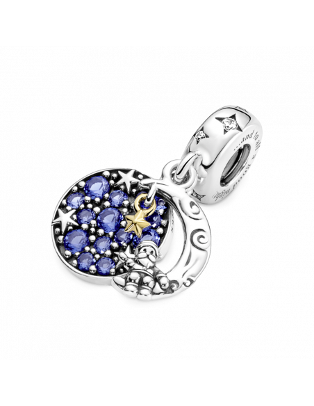 Charm Colgante Doble en plata de ley y con un recubrimiento en oro de 14k Santa Claus en la Luna