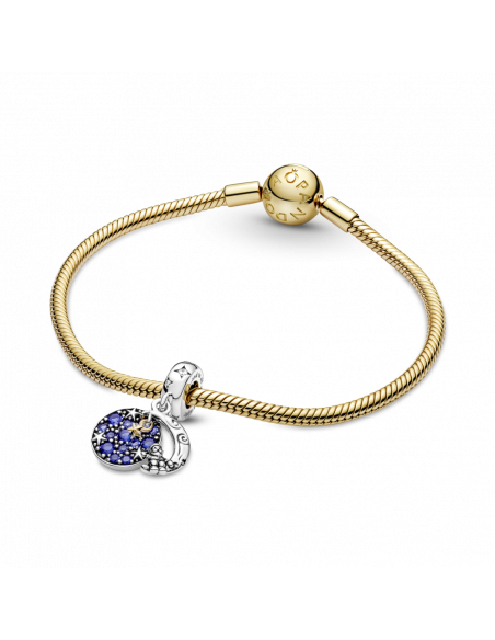 Charm Colgante Doble en plata de ley y con un recubrimiento en oro de 14k Santa Claus en la Luna