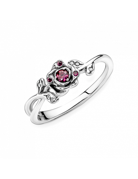 Anillo en plata de ley Rosa de la Bella y la Bestia de Disney