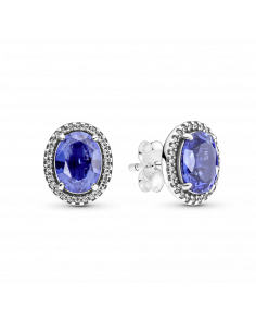 Pendientes de botón en plata de ley Halo Brillante