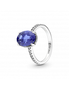 Anillo de compromiso en plata de ley Halo Brillante